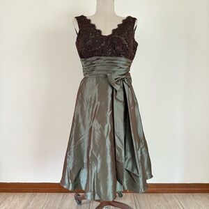 Vtg Y2K Olive Green Dress Sz 10 cocktail Prom Whimsigoth Beaded lace Fairygrunge
